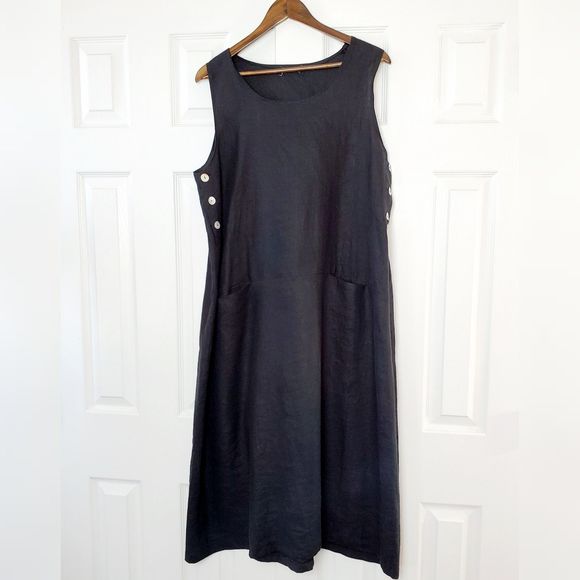 no brand Dresses & Skirts - Vintage Linen Shift Dress Button Up Sides